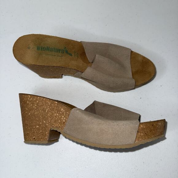 BioNatura Women’s Leather Wedge Sandal Cork Heel Size 40 - Picture 1 of 6